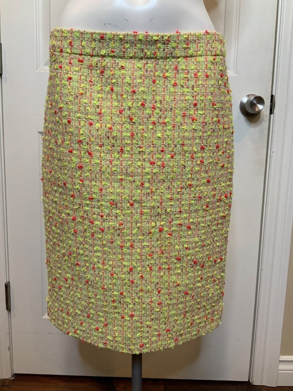J. Crew Neon Yellow Orange Tweed No. 2 Pencil Skirt, Size 4